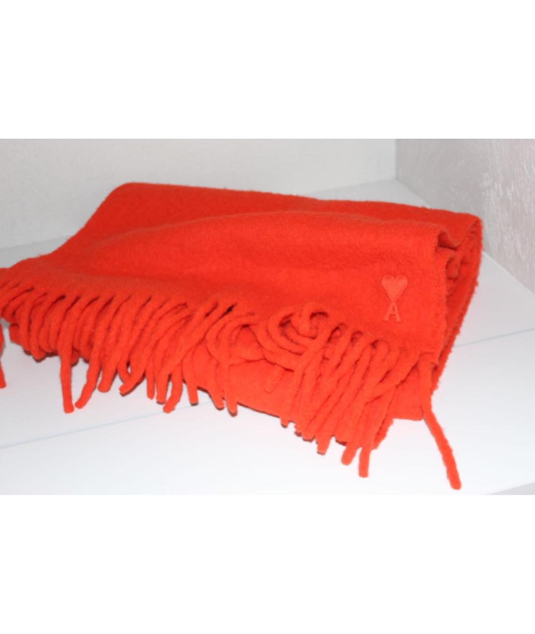 Ami Paris Оранжевый шерстяной шарф, фото 4