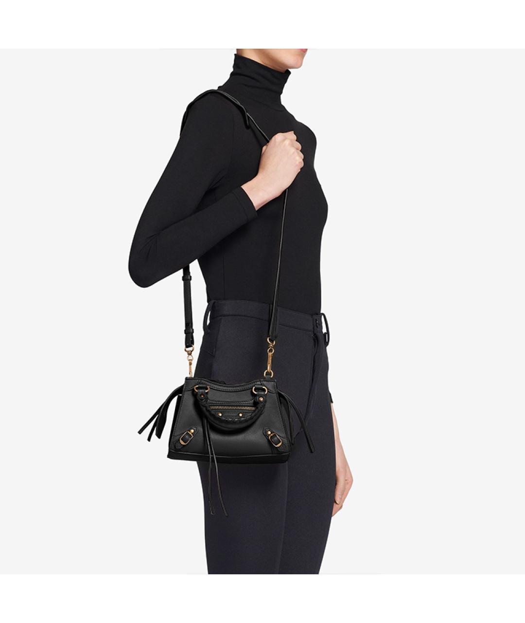 BALENCIAGA Черная кожаная сумка через плечо, фото 6