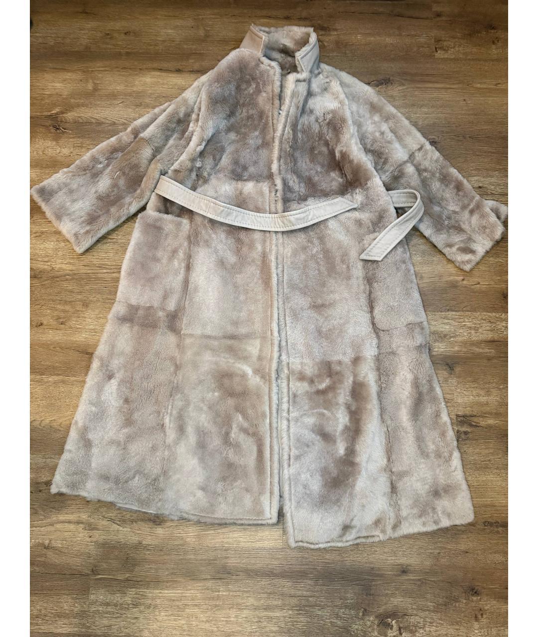 MAX MARA Бежевая кожаная дубленка, фото 2