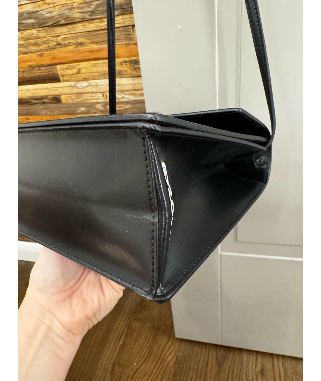 OFF-WHITE Черная кожаная сумка с короткими ручками, фото 5