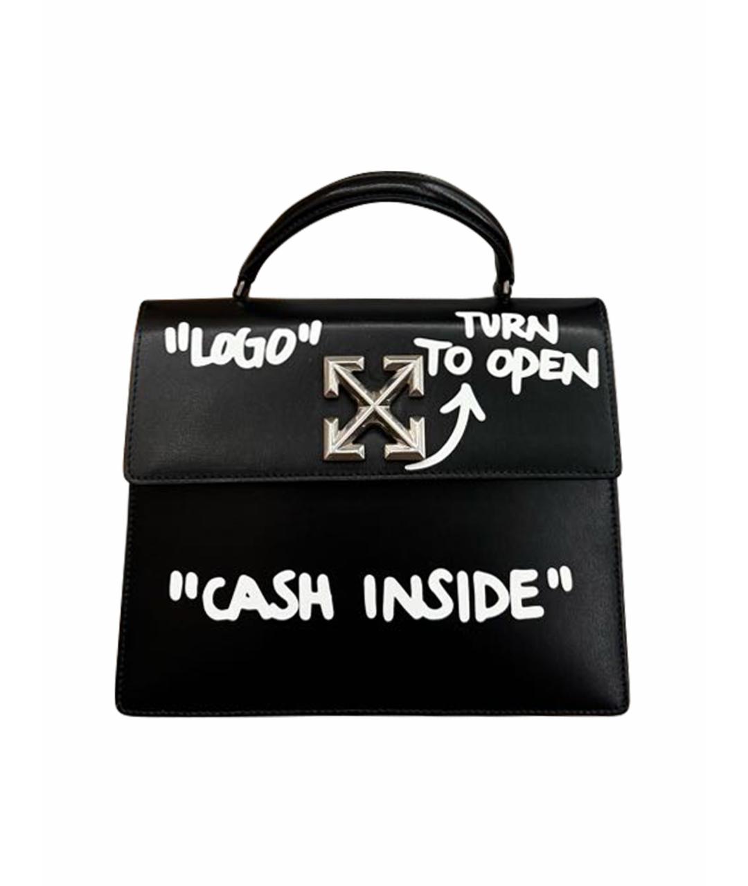 OFF-WHITE Черная кожаная сумка с короткими ручками, фото 1