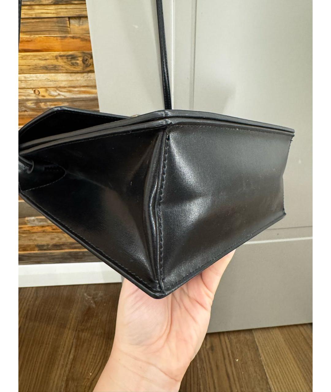 OFF-WHITE Черная кожаная сумка с короткими ручками, фото 6