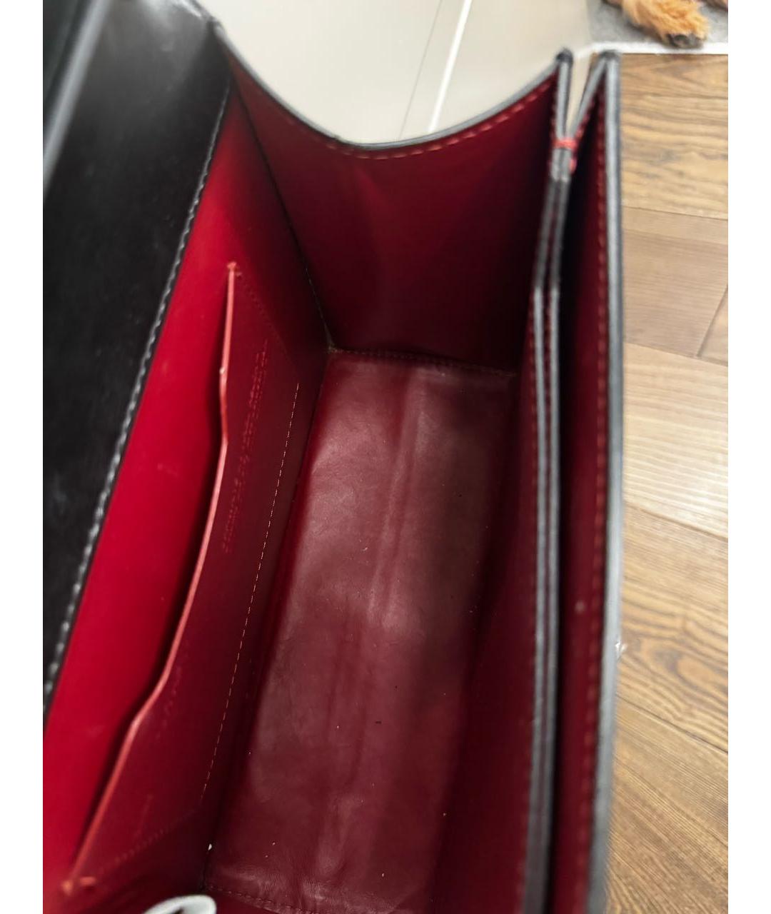 OFF-WHITE Черная кожаная сумка с короткими ручками, фото 4