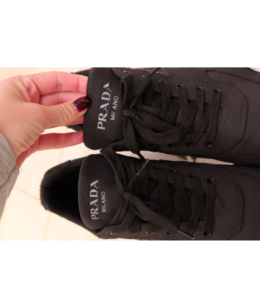 PRADA Черные низкие кроссовки / кеды, фото 4