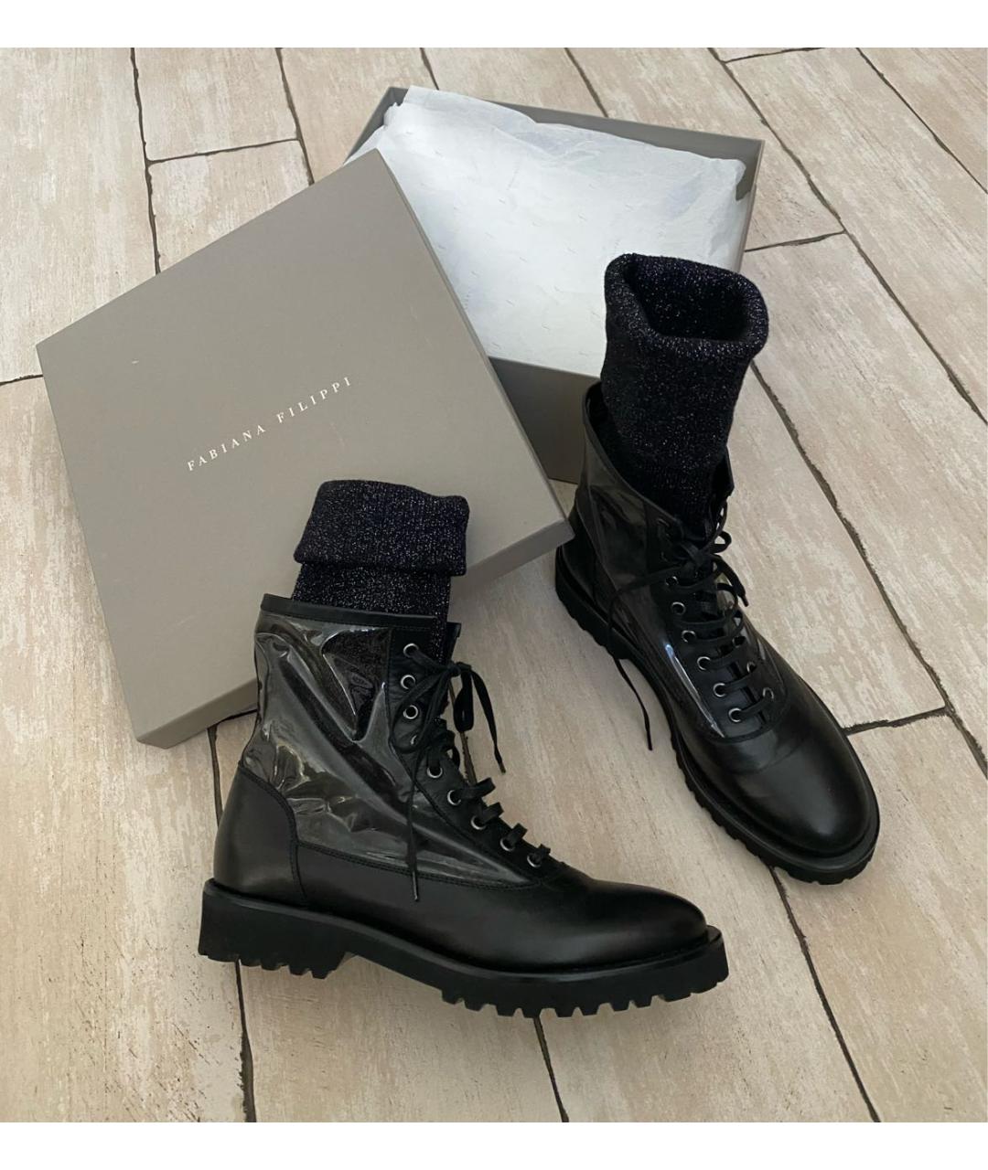 FABIANA FILIPPI Черные кожаные ботинки, фото 5