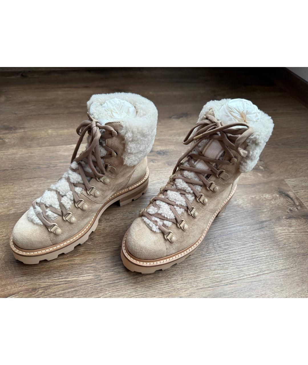 JIMMY CHOO Бежевые замшевые ботинки, фото 6