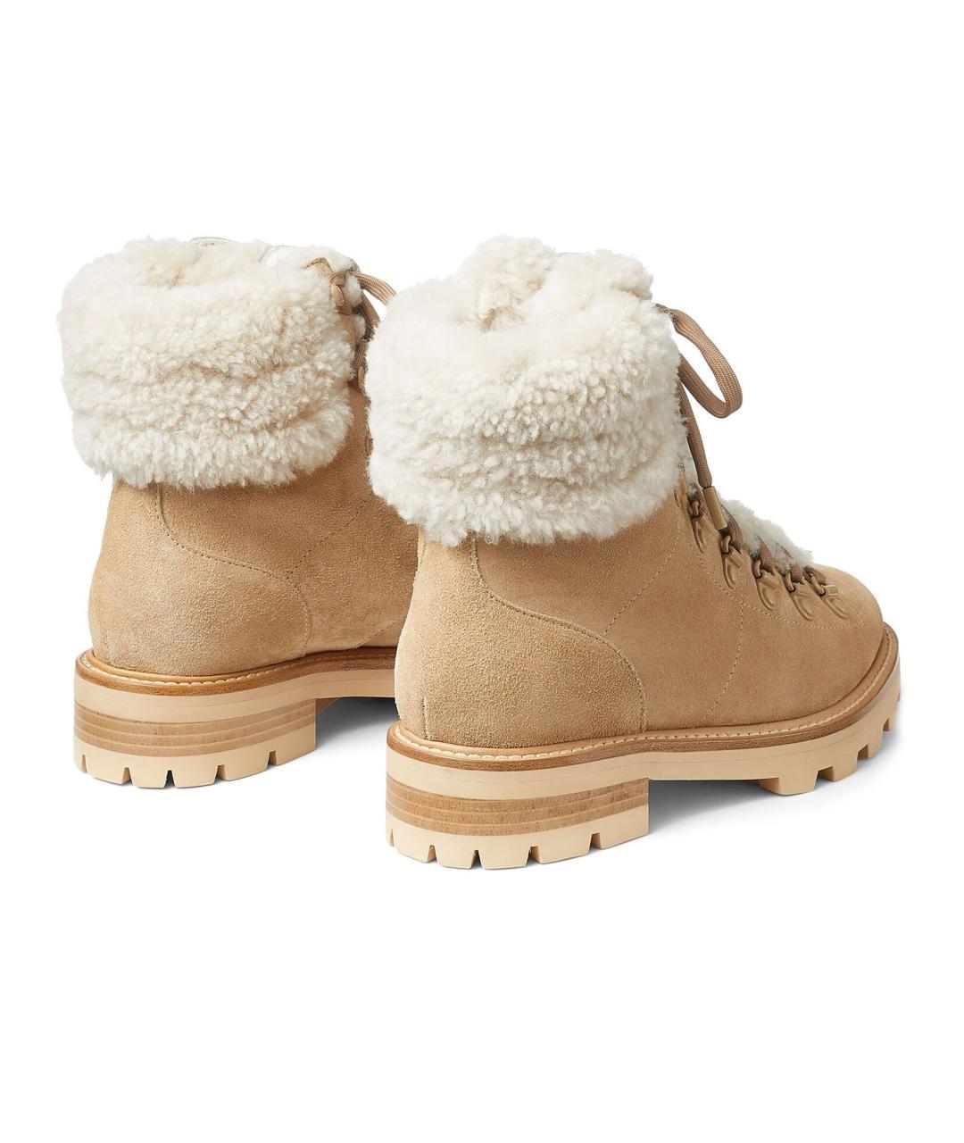 JIMMY CHOO Бежевые замшевые ботинки, фото 3