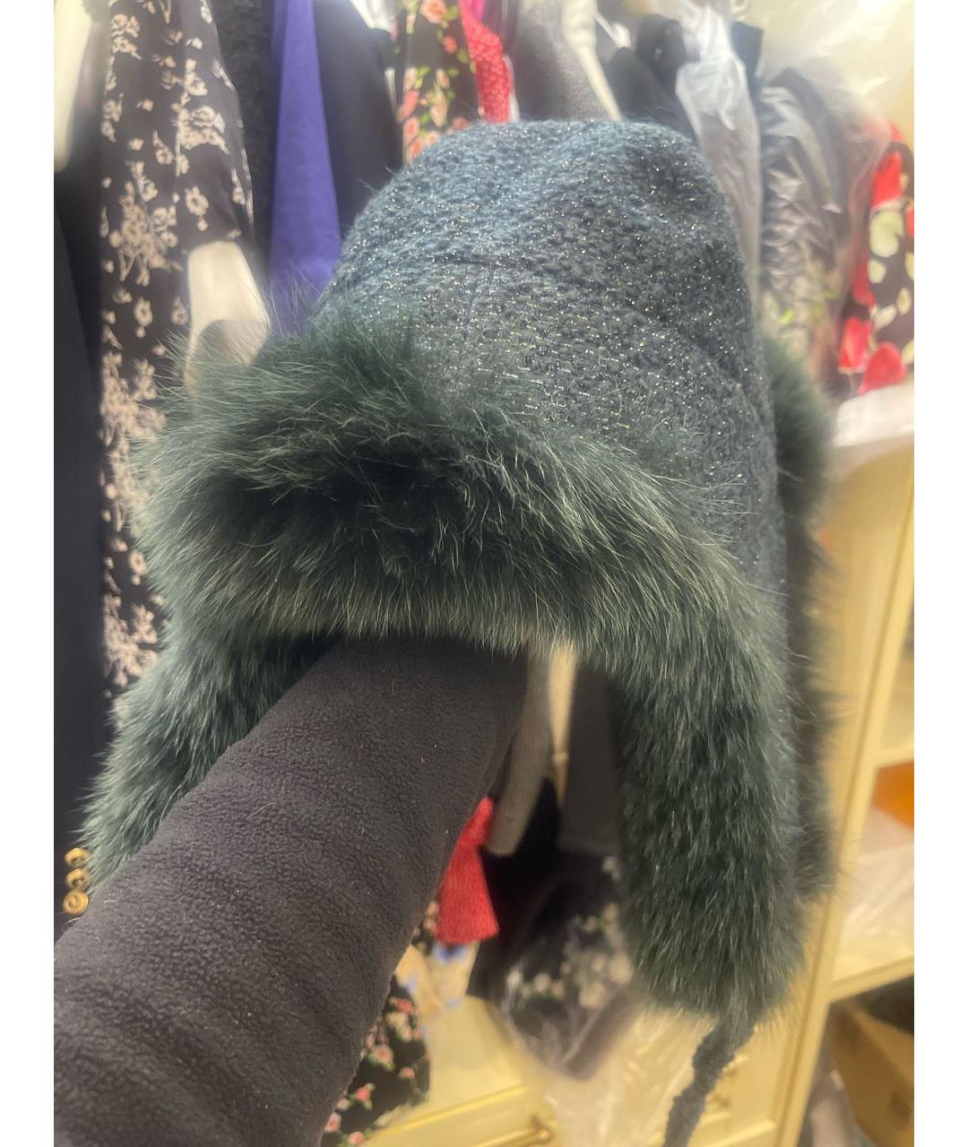 CHANEL Зеленая шерстяная шапка, фото 4