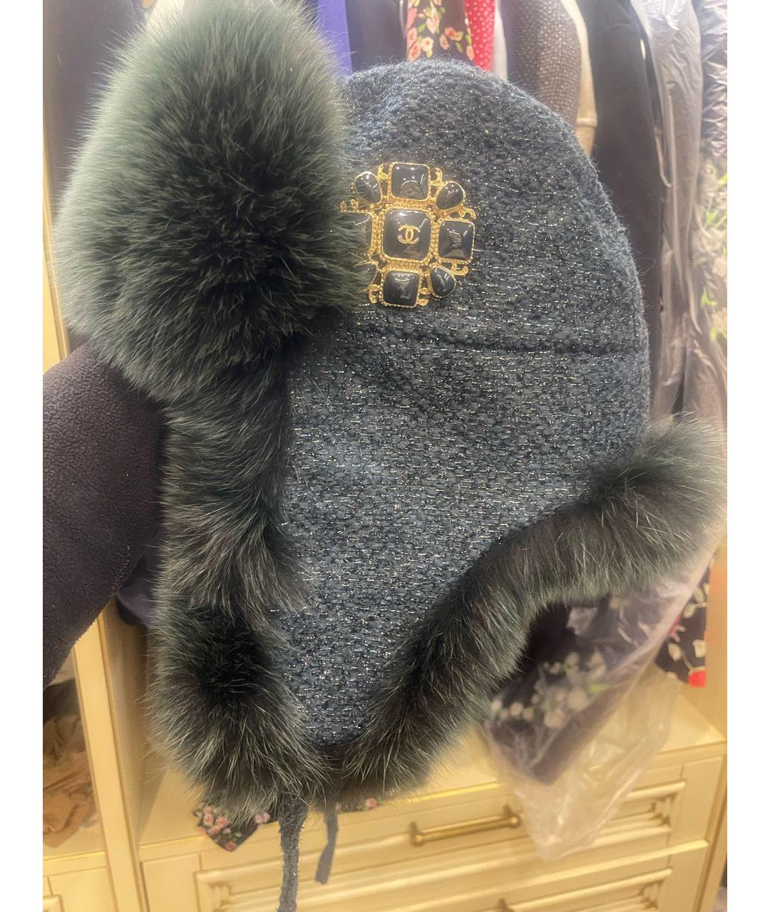 CHANEL Зеленая шерстяная шапка, фото 2