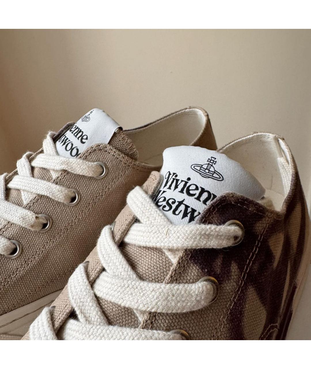 VIVIENNE WESTWOOD Бежевые текстильные кеды, фото 4