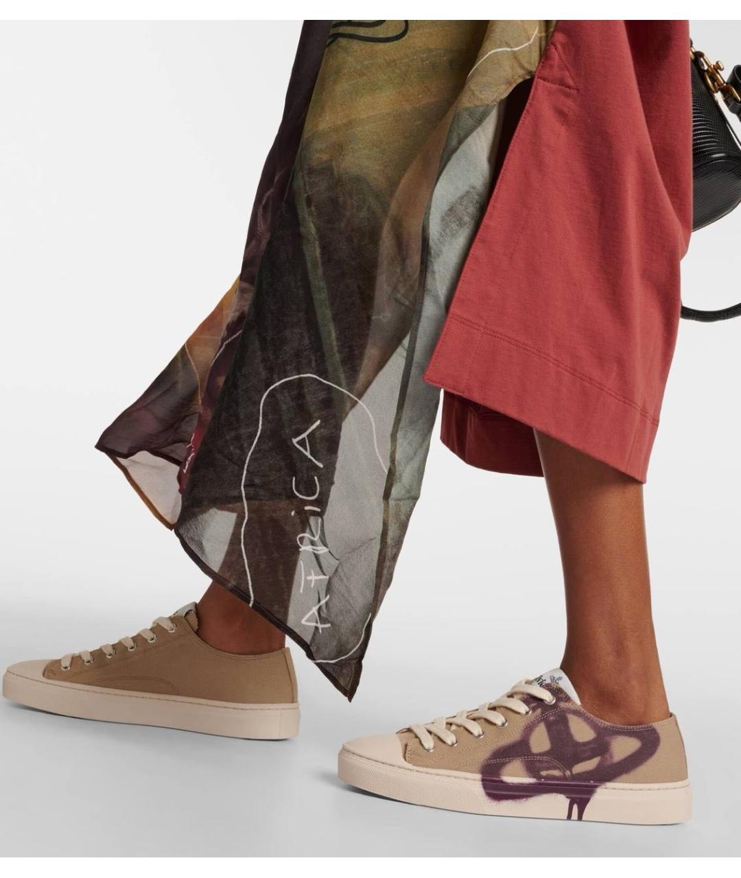 VIVIENNE WESTWOOD Бежевые текстильные кеды, фото 8