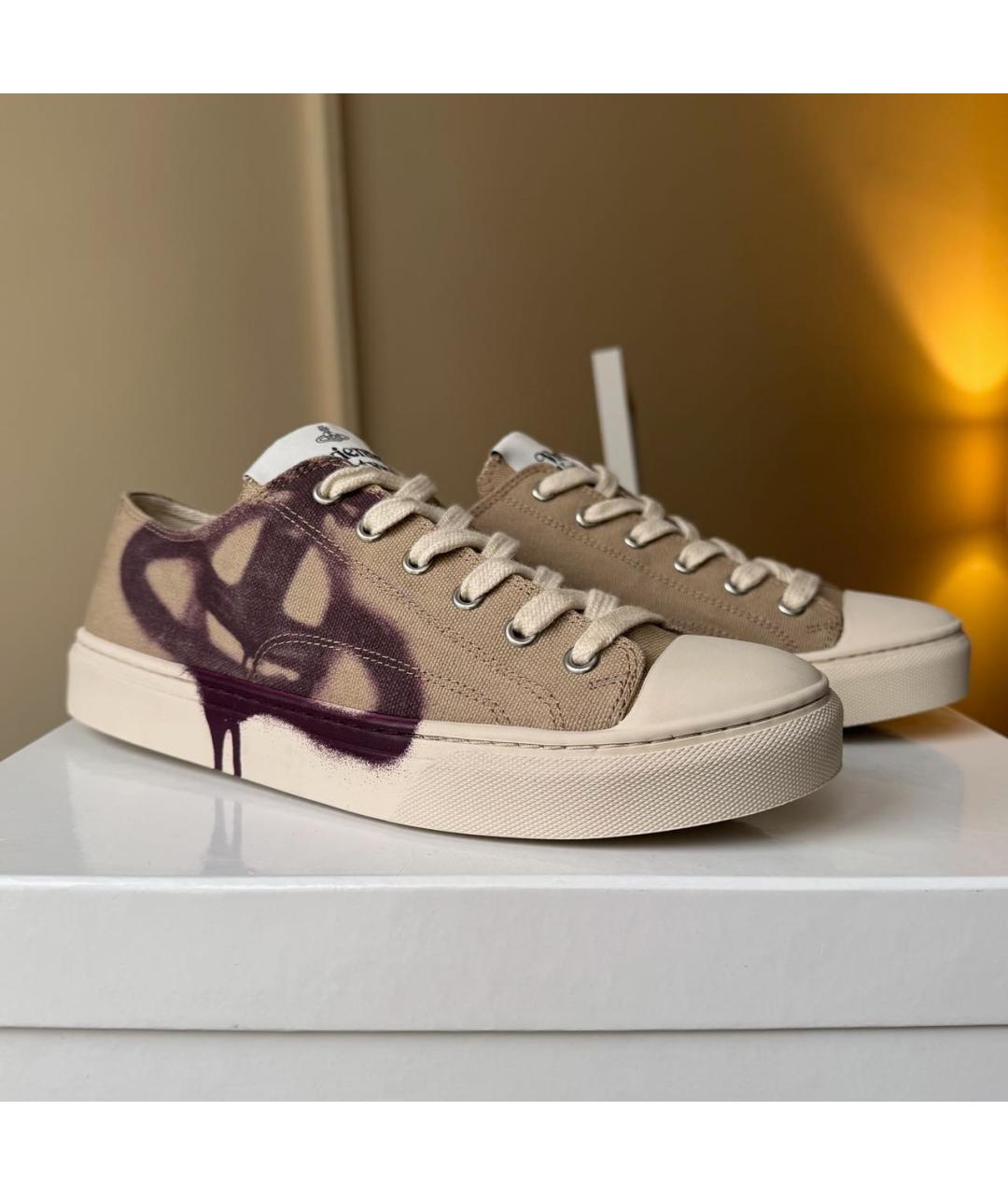 VIVIENNE WESTWOOD Бежевые текстильные кеды, фото 2