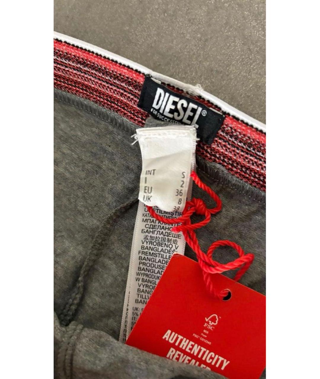 DIESEL Антрацитовые хлопко-эластановые леггинсы и велосипедки, фото 2