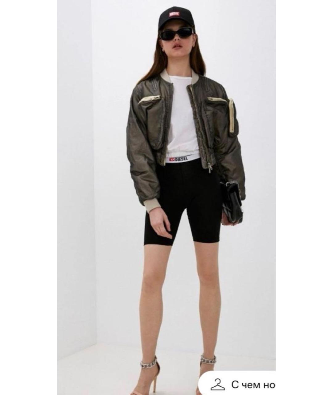 DIESEL Антрацитовые хлопко-эластановые леггинсы и велосипедки, фото 8