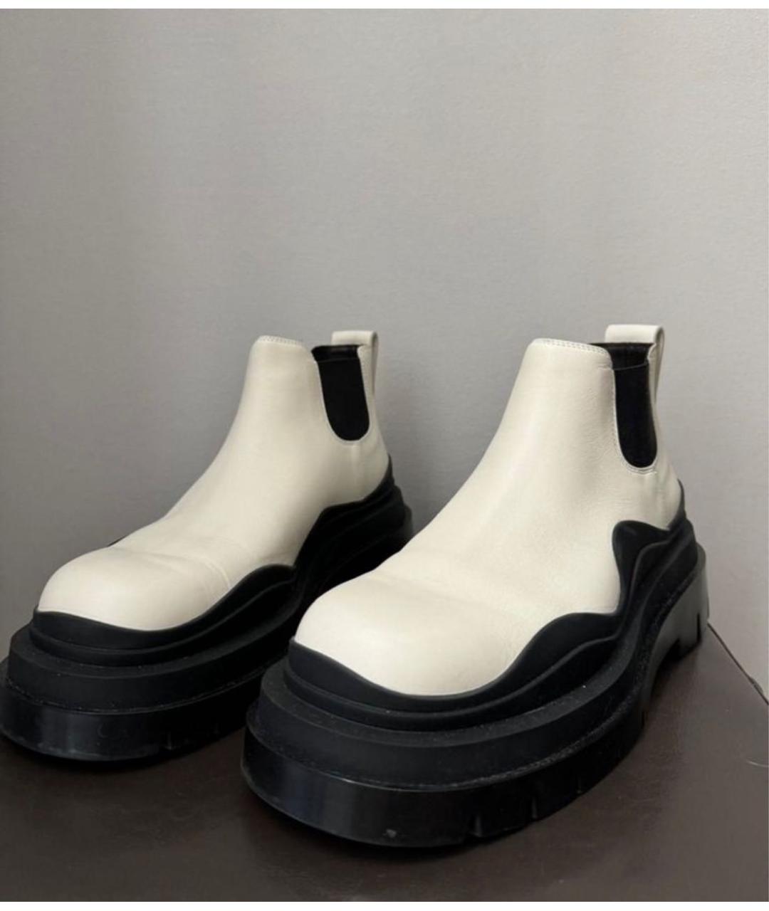 BOTTEGA VENETA Белые кожаные полусапоги, фото 3