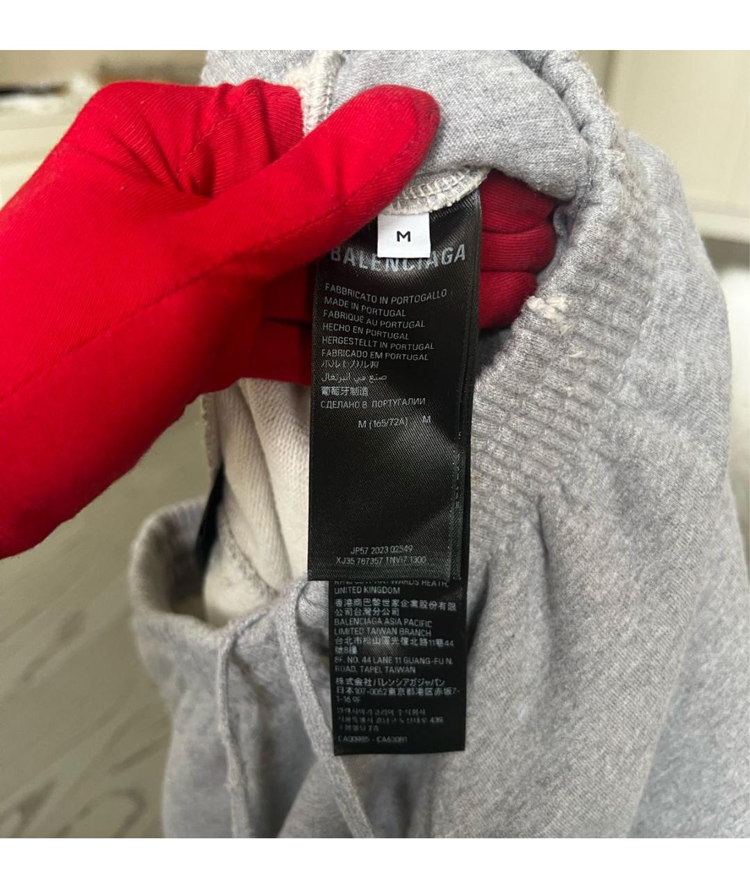 BALENCIAGA Серые хлопковые спортивные брюки и шорты, фото 8