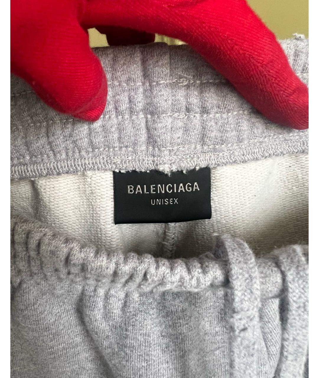 BALENCIAGA Серые хлопковые спортивные брюки и шорты, фото 7