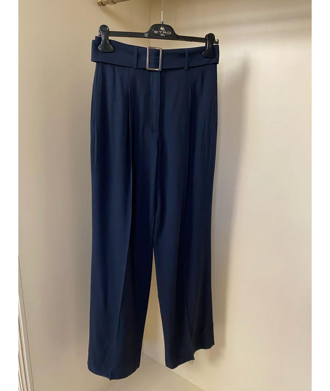 FABIANA FILIPPI Темно-синие шерстяные прямые брюки, фото 4