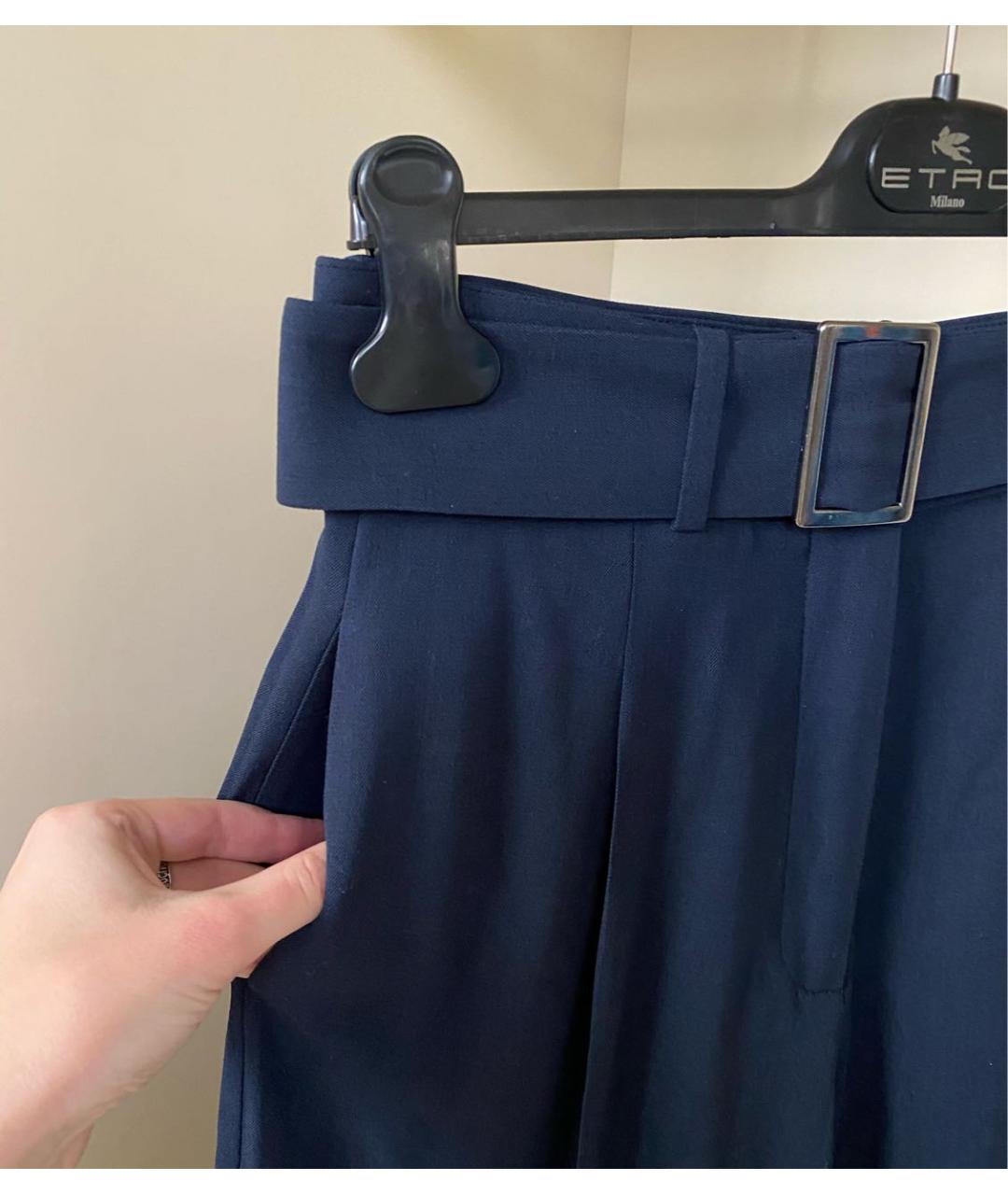 FABIANA FILIPPI Темно-синие шерстяные прямые брюки, фото 5