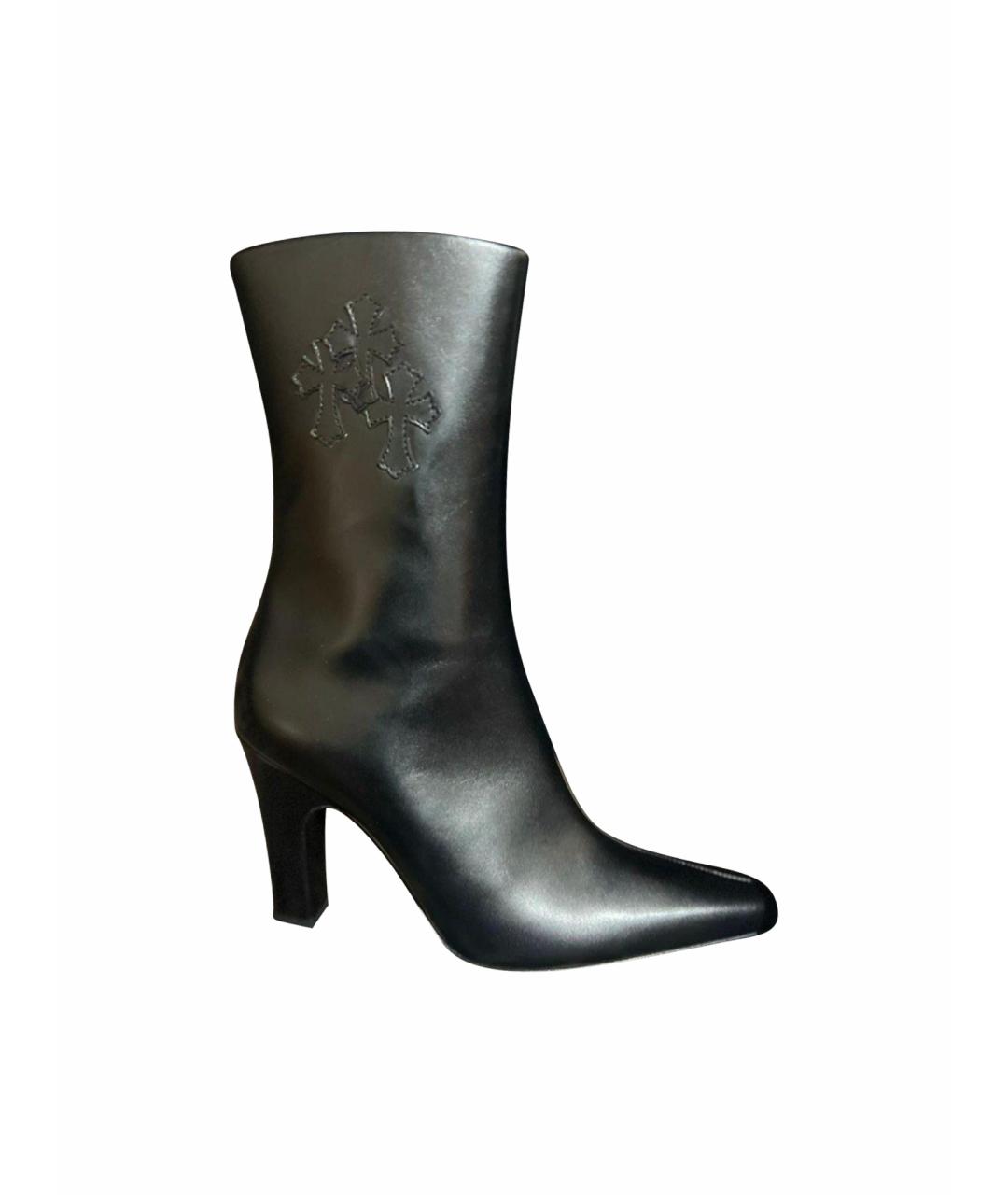 CHROME HEARTS Черные кожаные полусапоги, фото 1