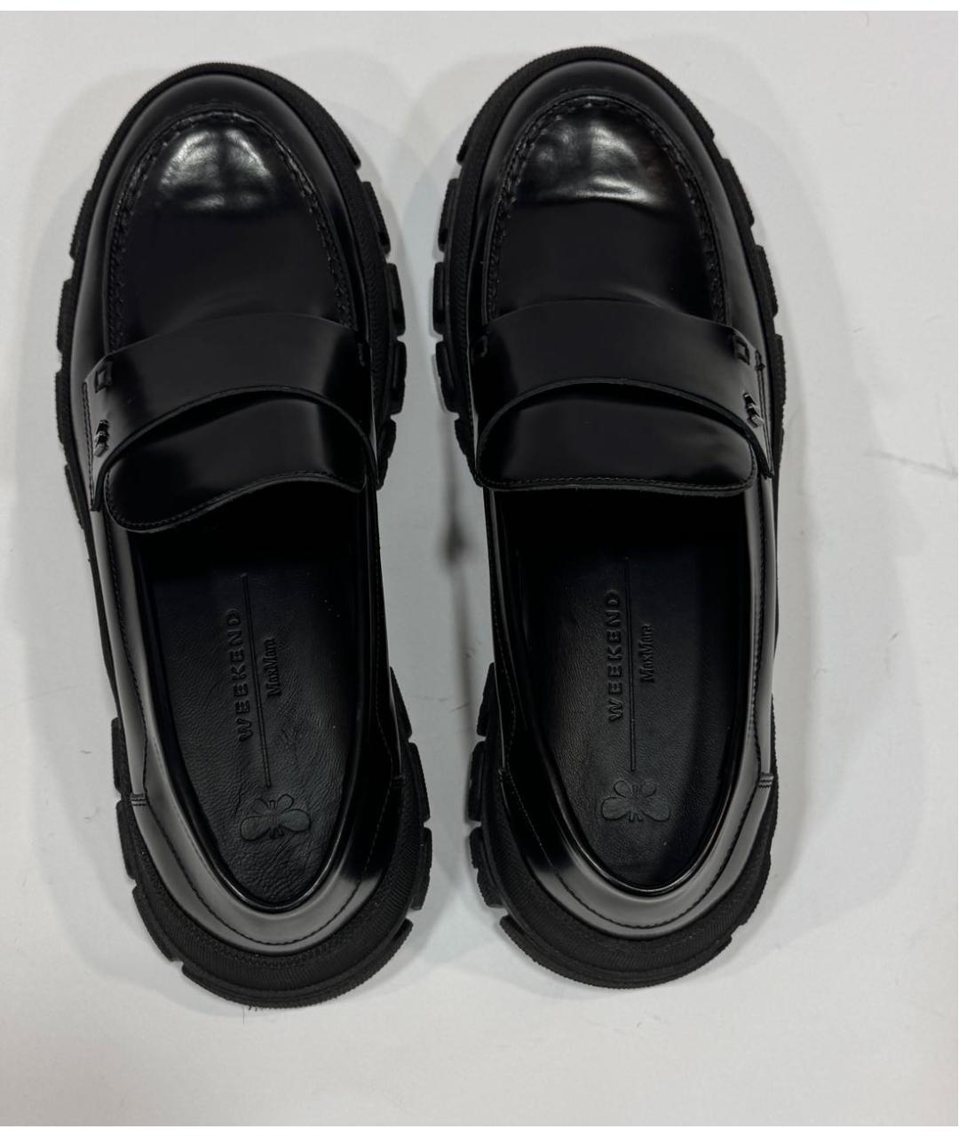 WEEKEND MAX MARA Черные кожаные лоферы, фото 3