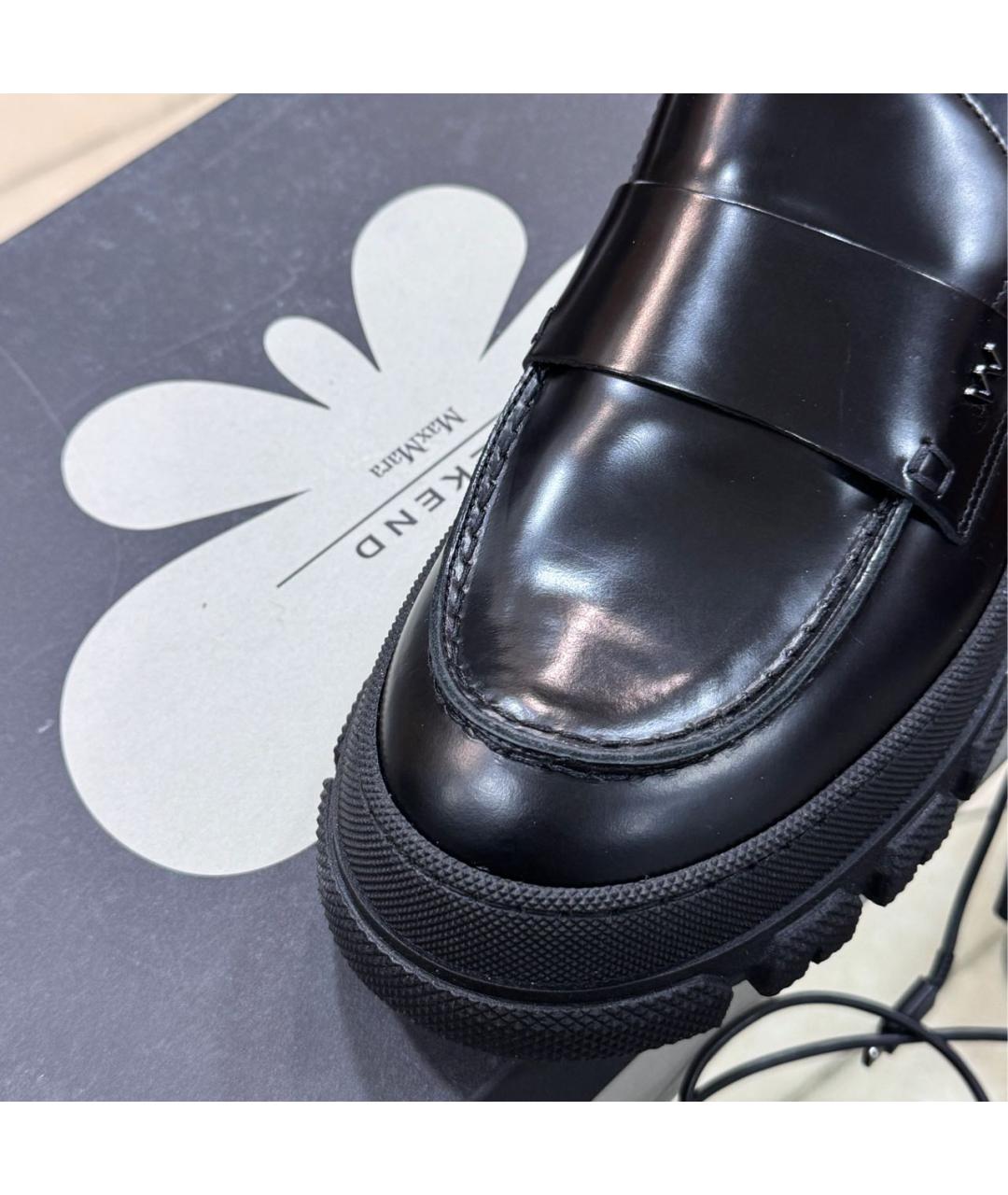 WEEKEND MAX MARA Черные кожаные лоферы, фото 5