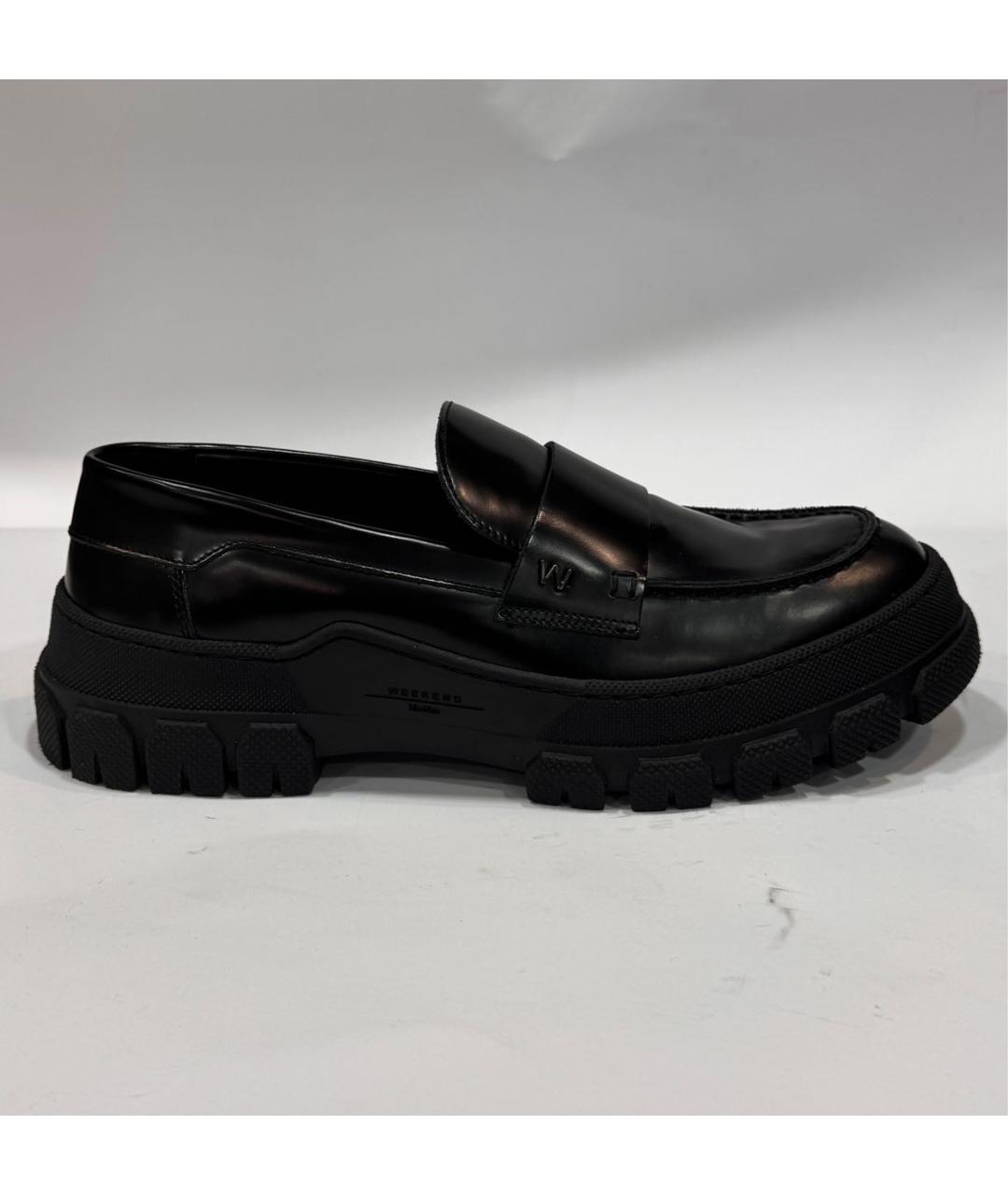 WEEKEND MAX MARA Черные кожаные лоферы, фото 6