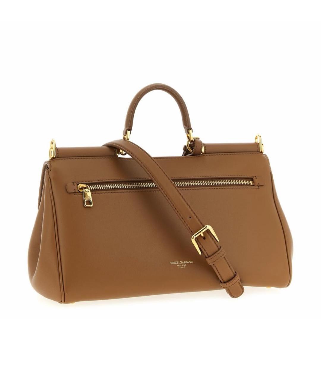 DOLCE&GABBANA Бежевая кожаная сумка с короткими ручками, фото 3