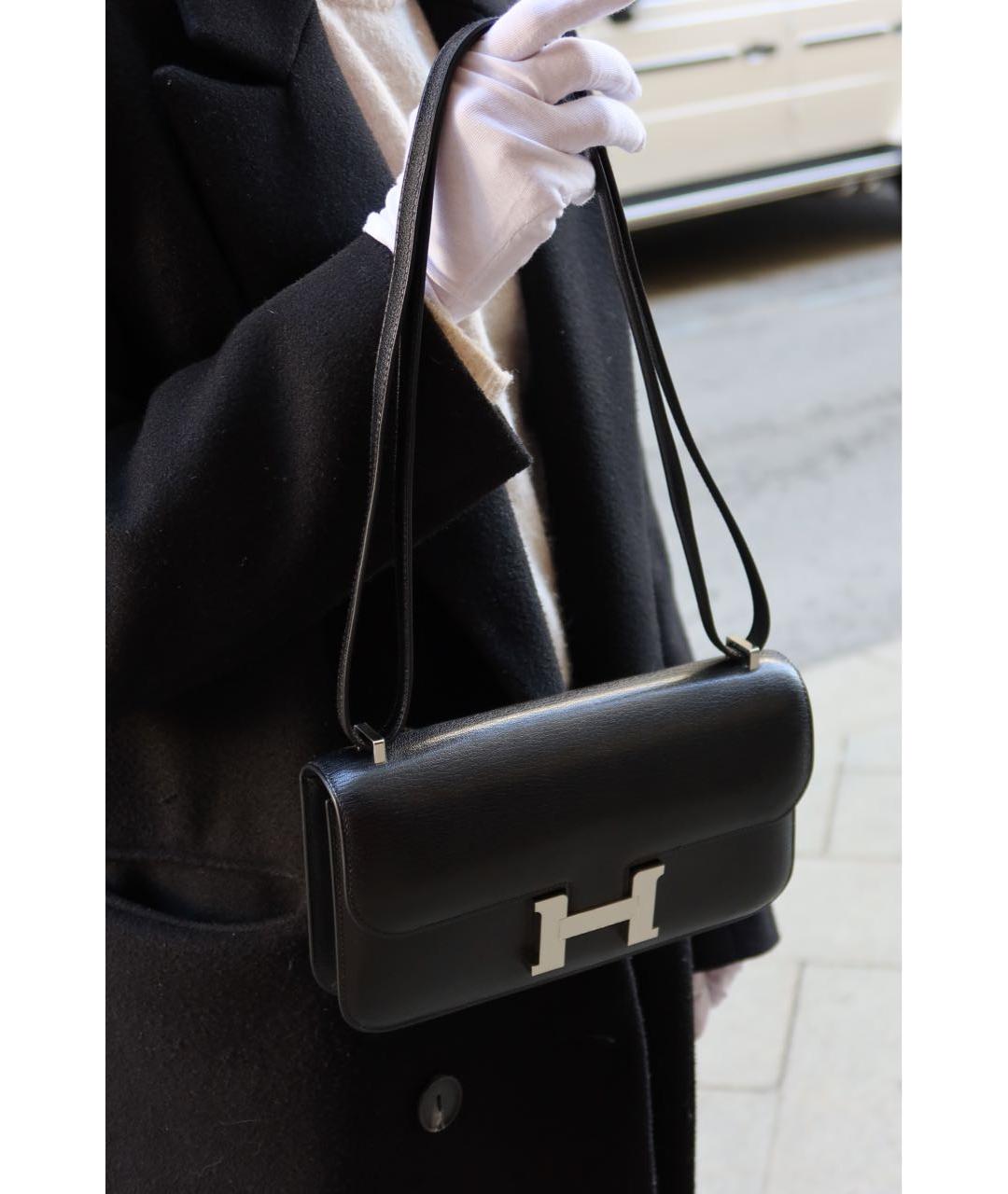 HERMES Черная кожаная сумка через плечо, фото 2