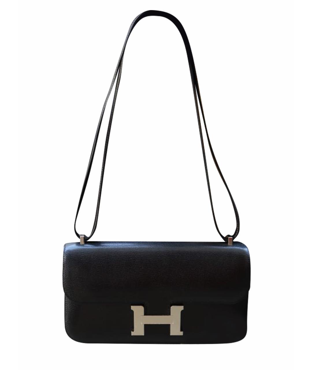HERMES Черная кожаная сумка через плечо, фото 1