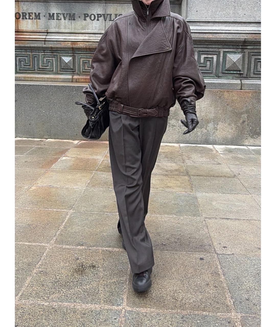 SAINT LAURENT Коричневая кожаная куртка, фото 5