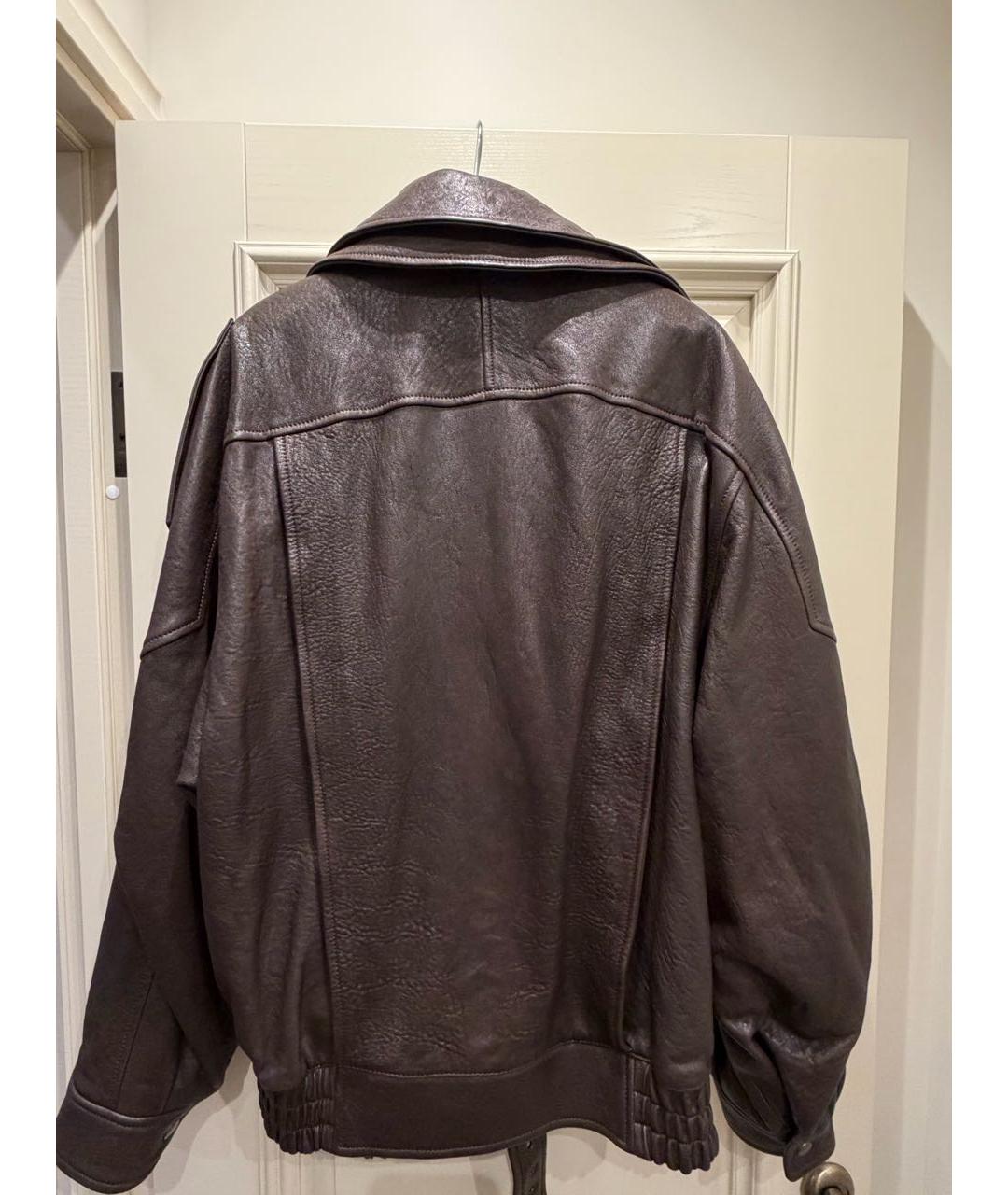 SAINT LAURENT Коричневая кожаная куртка, фото 2