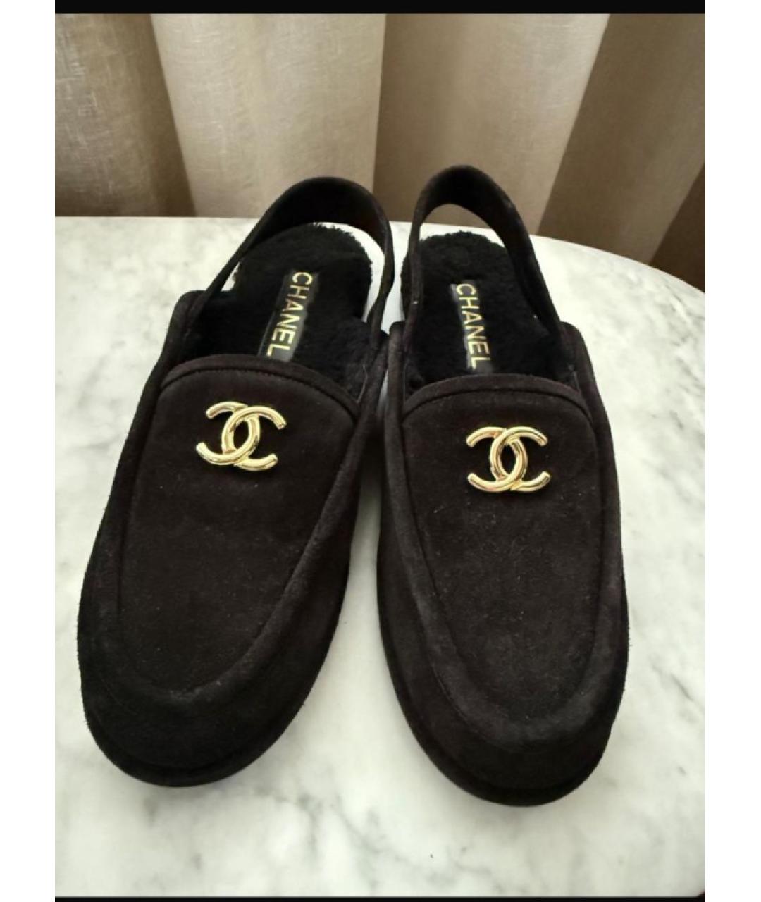 CHANEL Черные замшевые мюли, фото 2