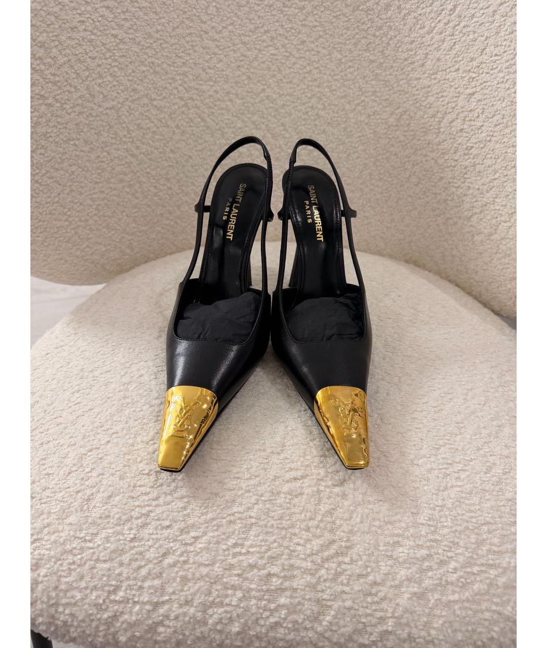 SAINT LAURENT Черные кожаные туфли, фото 6