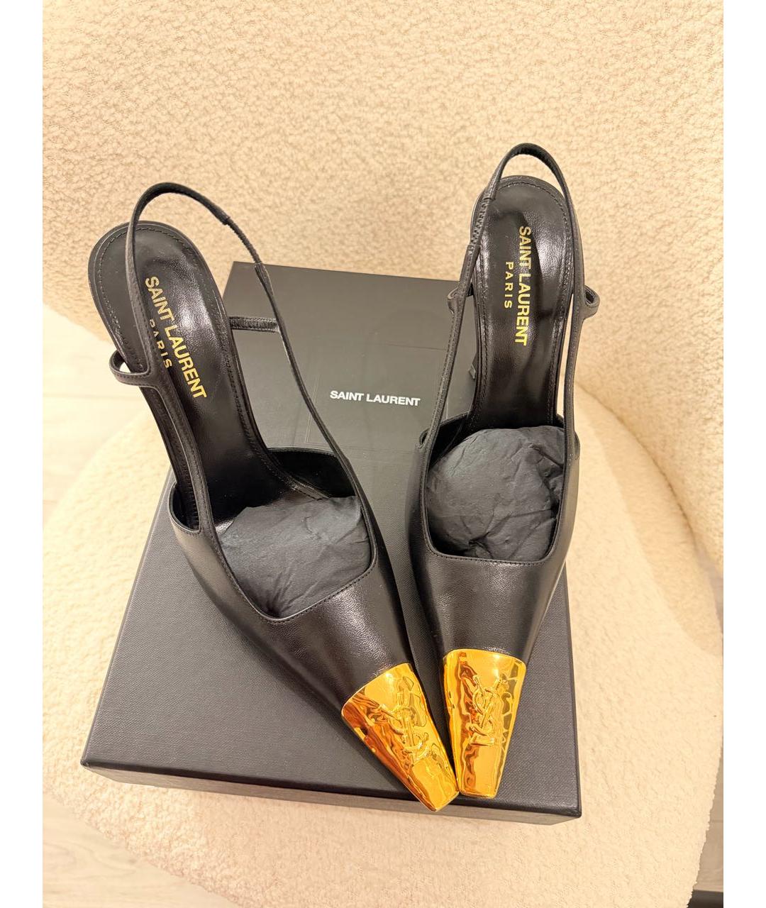 SAINT LAURENT Черные кожаные туфли, фото 2