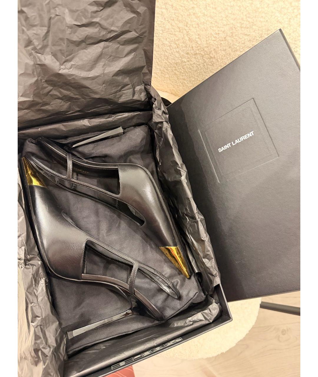 SAINT LAURENT Черные кожаные туфли, фото 7