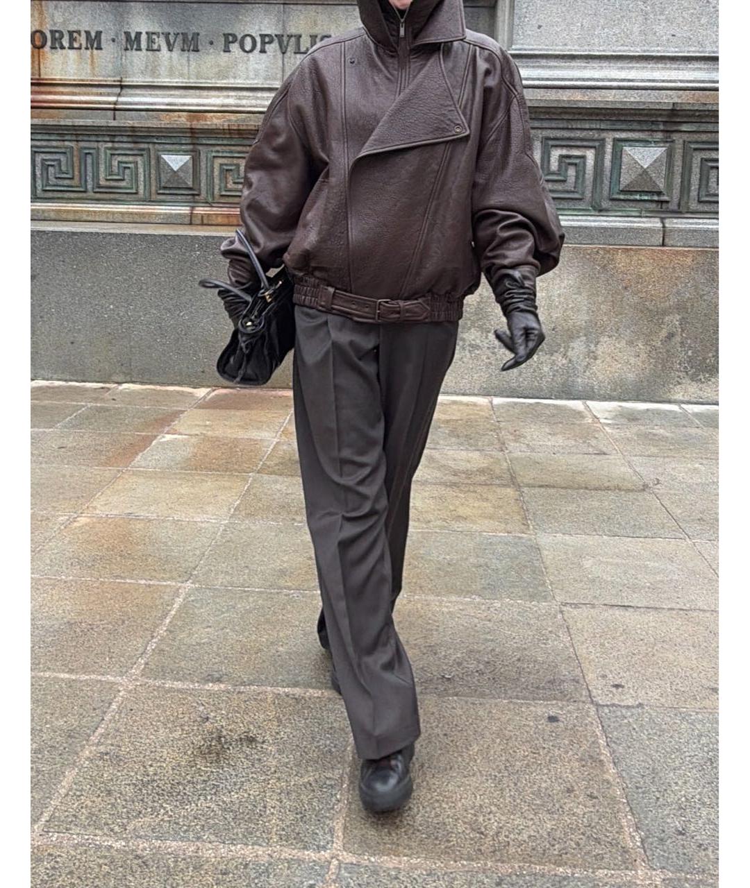 SAINT LAURENT Коричневая кожаная куртка, фото 6