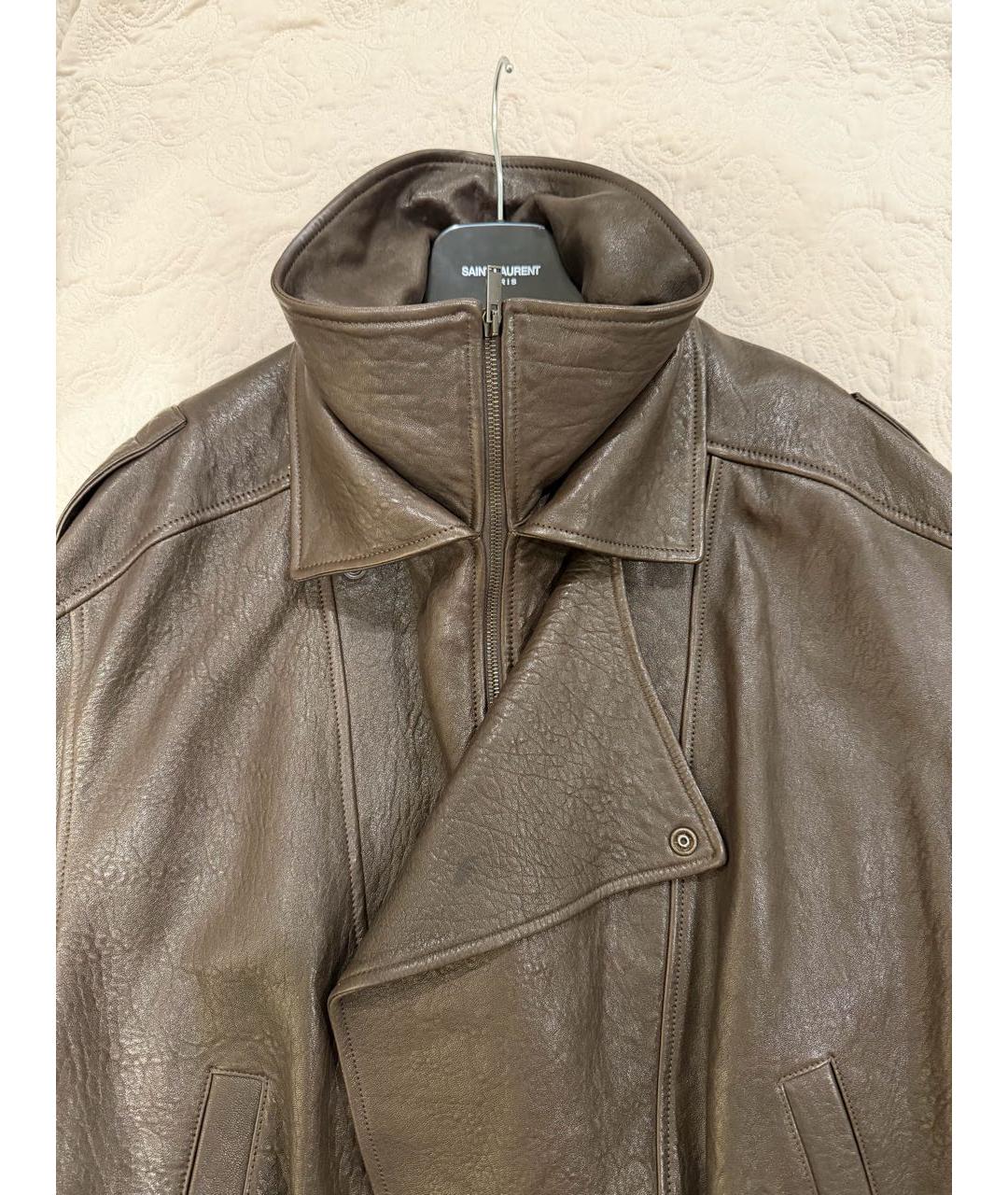 SAINT LAURENT Коричневая кожаная куртка, фото 5