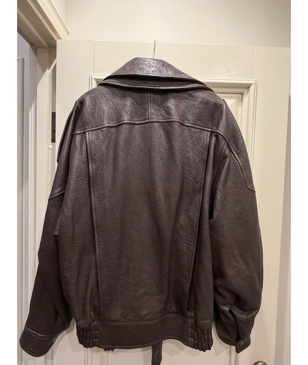 SAINT LAURENT Коричневая кожаная куртка, фото 3