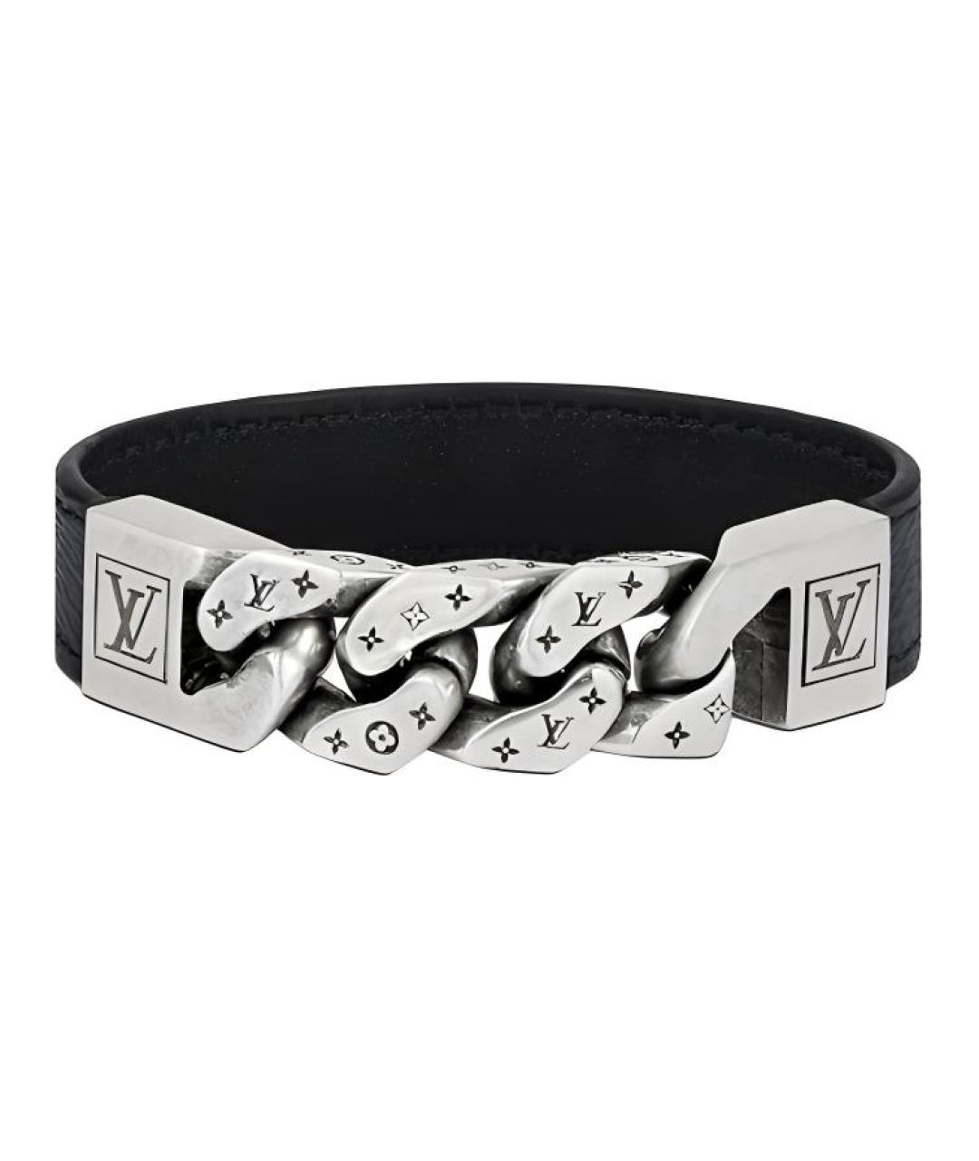 LOUIS VUITTON Черный кожаный браслет, фото 1
