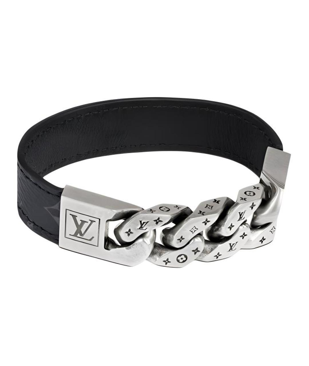 LOUIS VUITTON Черный кожаный браслет, фото 2