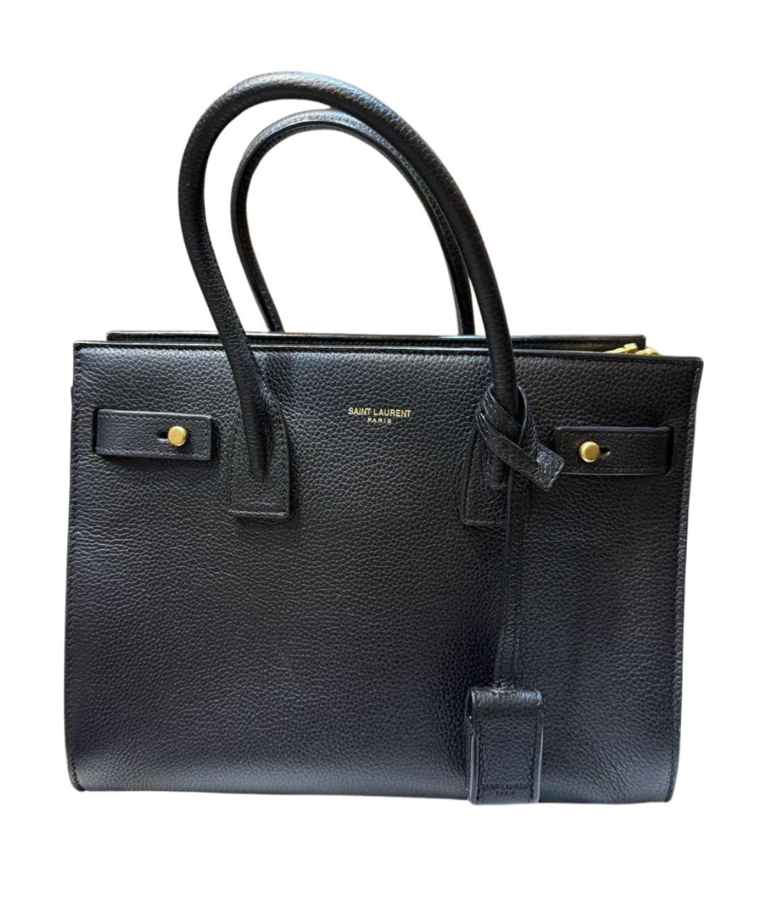 SAINT LAURENT Черная кожаная сумка тоут, фото 1