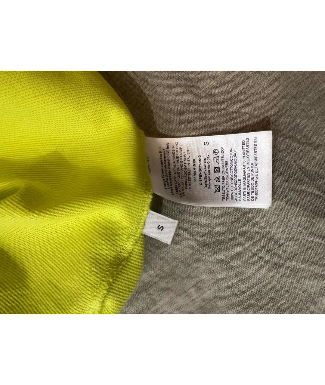 BOTTEGA VENETA Желтая хлопковая футболка, фото 4