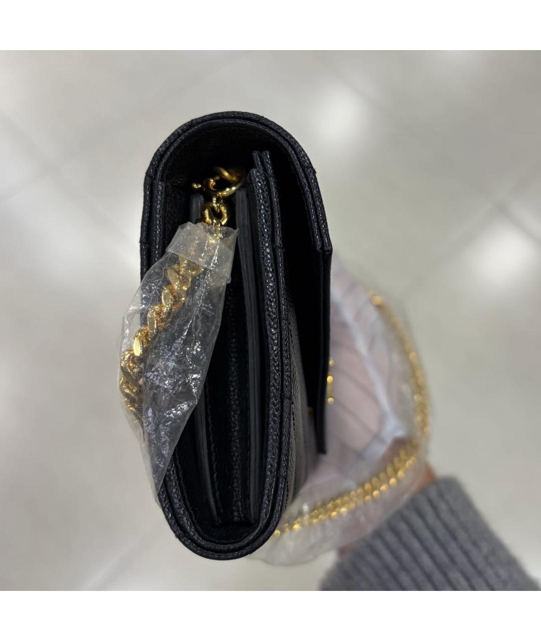 SAINT LAURENT Черный кожаный кошелек, фото 4