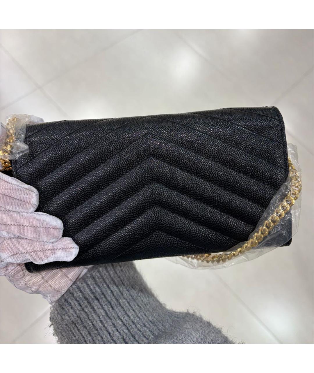 SAINT LAURENT Черный кожаный кошелек, фото 3