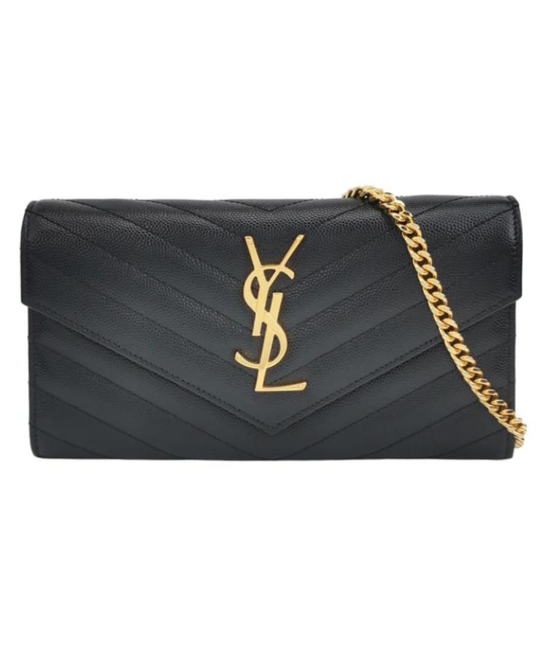 SAINT LAURENT Черный кожаный кошелек, фото 1