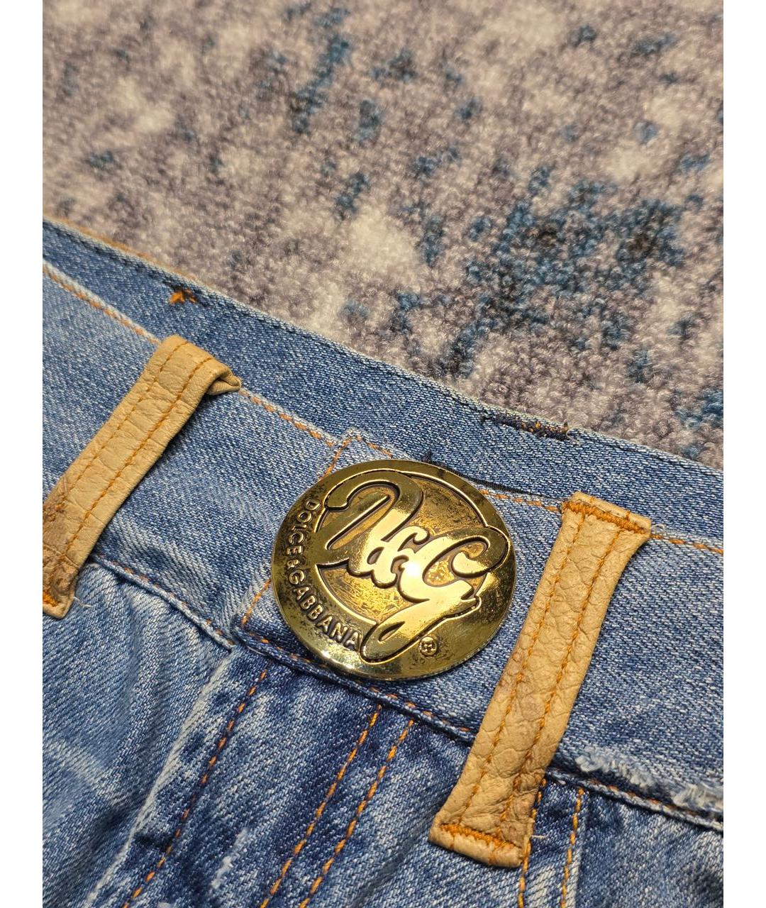 DOLCE&GABBANA Голубая хлопковая юбка мини, фото 4