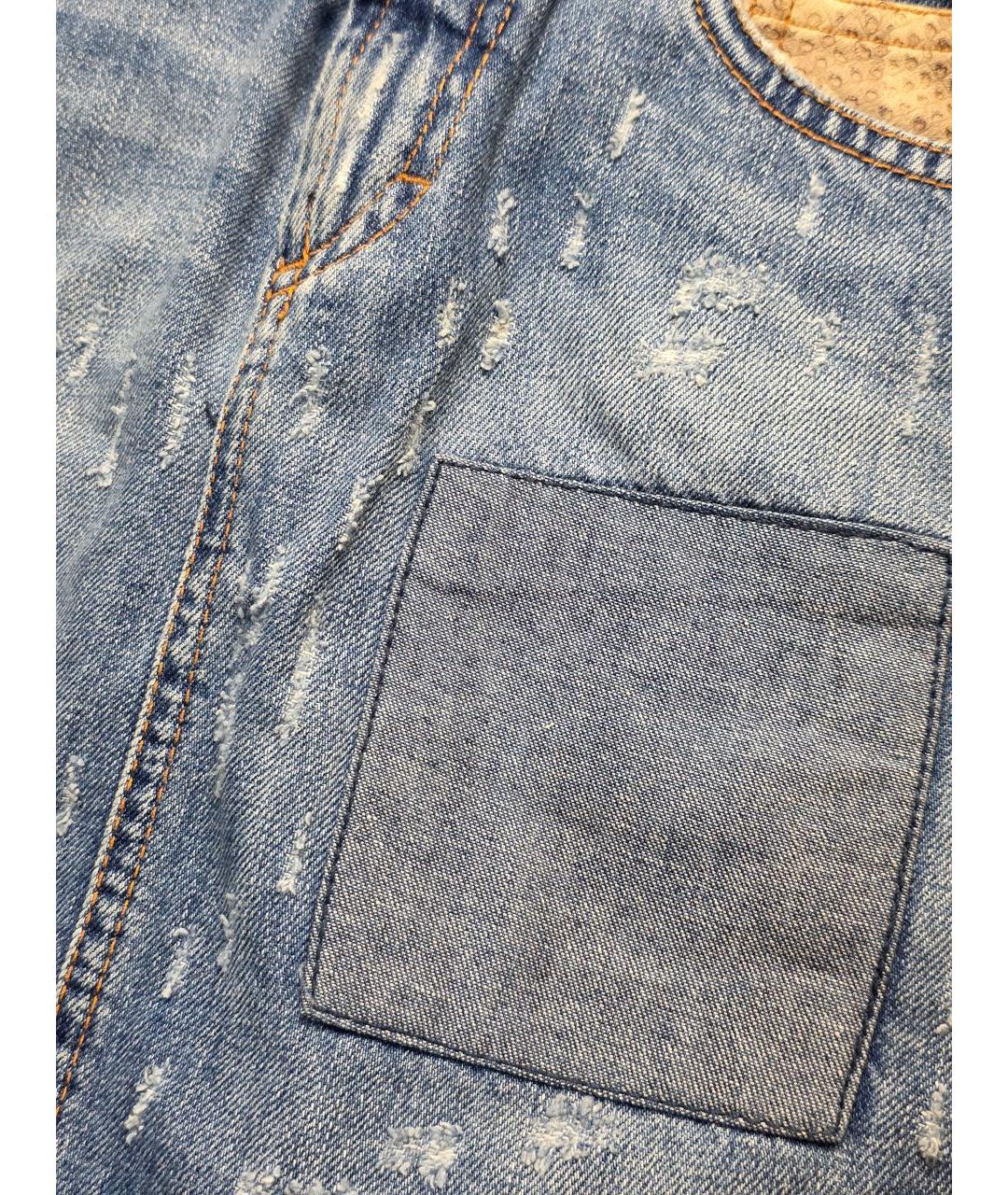 DOLCE&GABBANA Голубая хлопковая юбка мини, фото 7