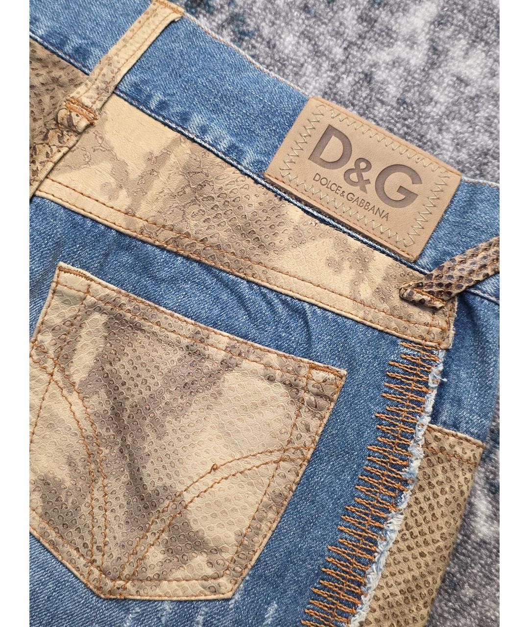 DOLCE&GABBANA Голубая хлопковая юбка мини, фото 3