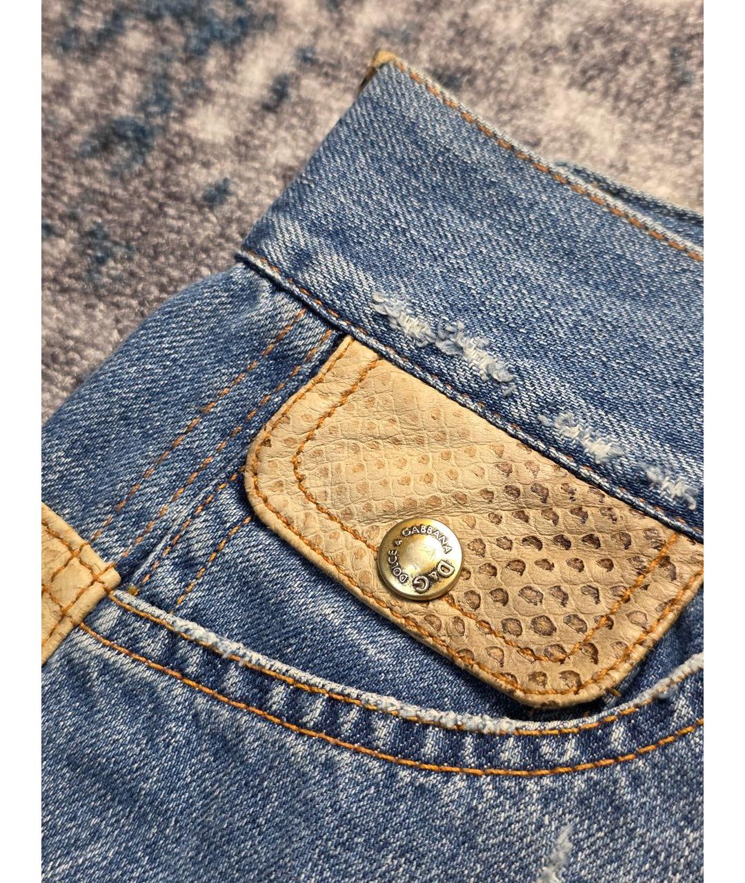 DOLCE&GABBANA Голубая хлопковая юбка мини, фото 5